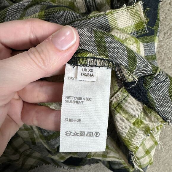 Free People Pacific Dawn Shirt Women's Size XS Black Combo‎ Plaid Ruched-Sleeve - Picture 9 of 13